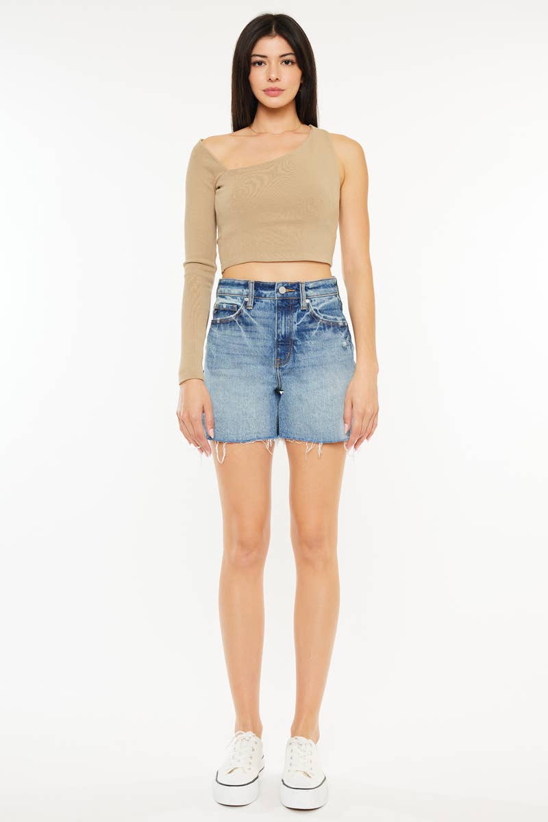 KanCan USA - mid thigh longer denim shorts