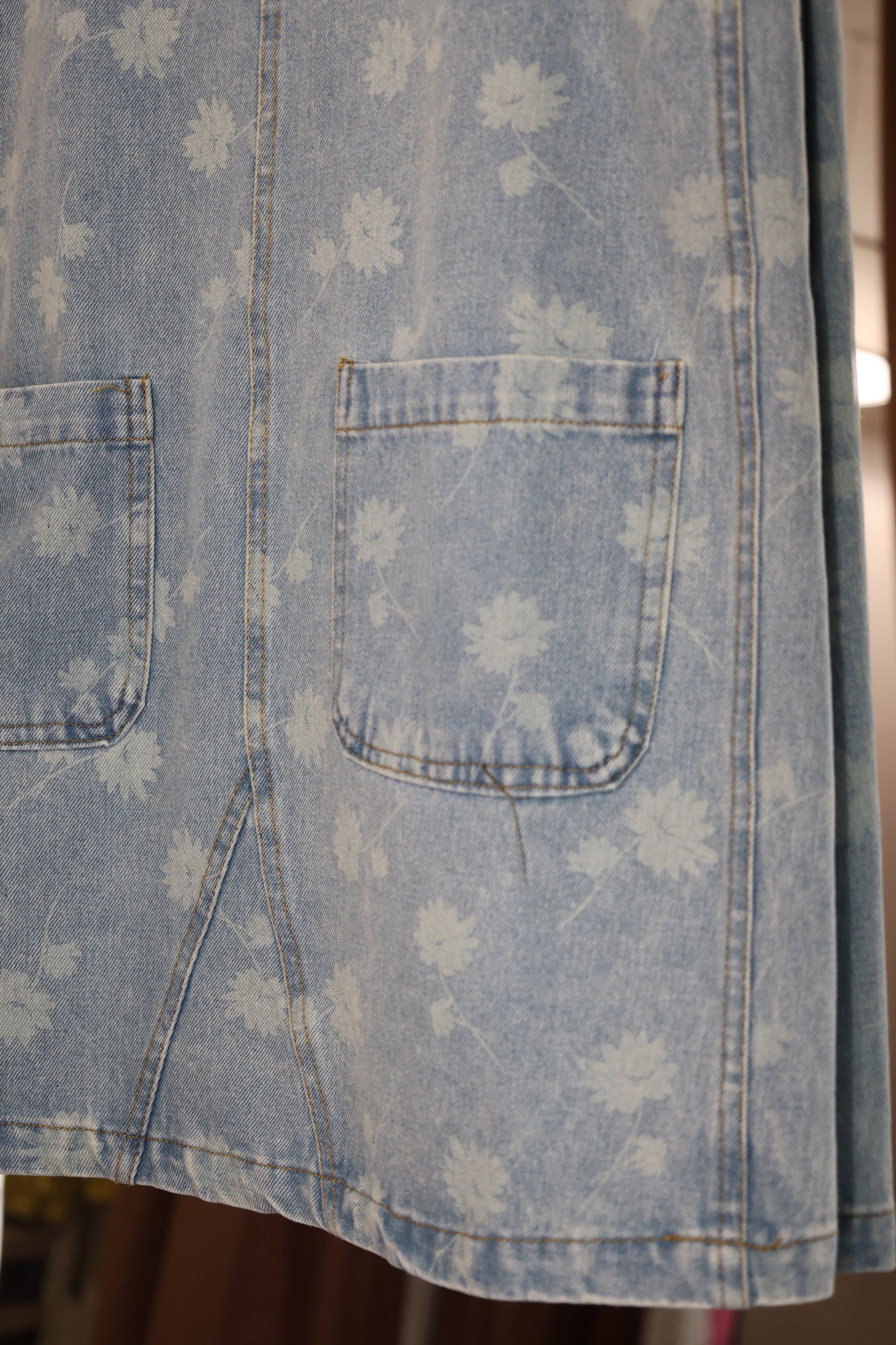 DANDELION WASHED DENIM OVERALL MINI DRESS