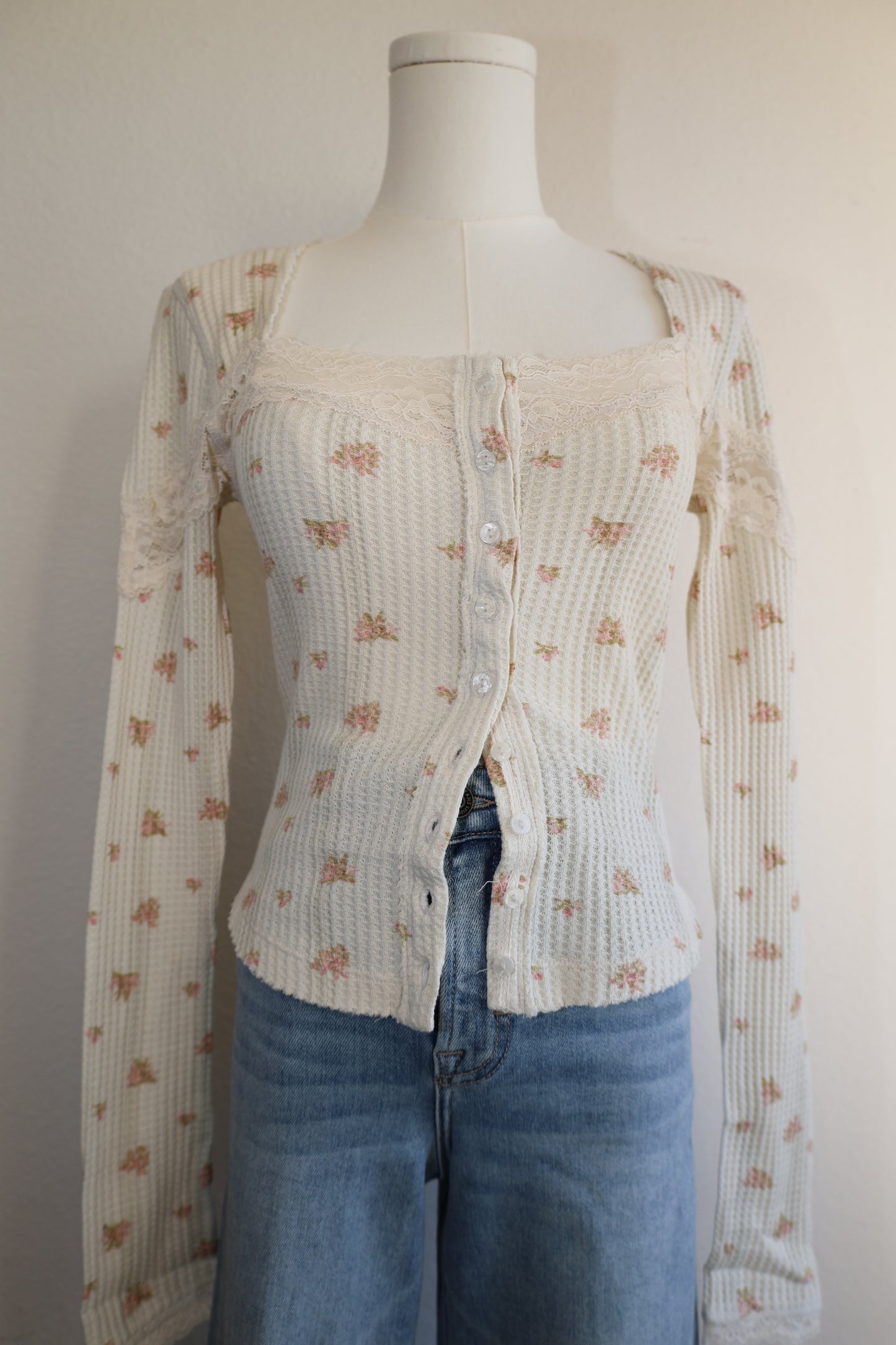Free People Let's Party Cardi Tea Combo print