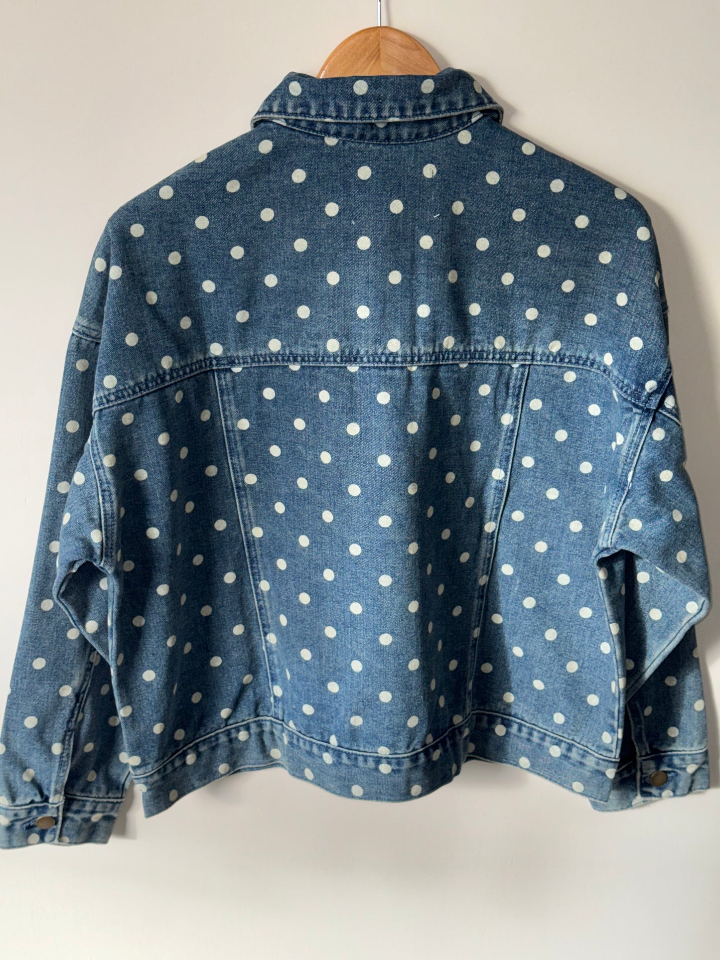Miou Muse - White Polka Dot Demin Jacket