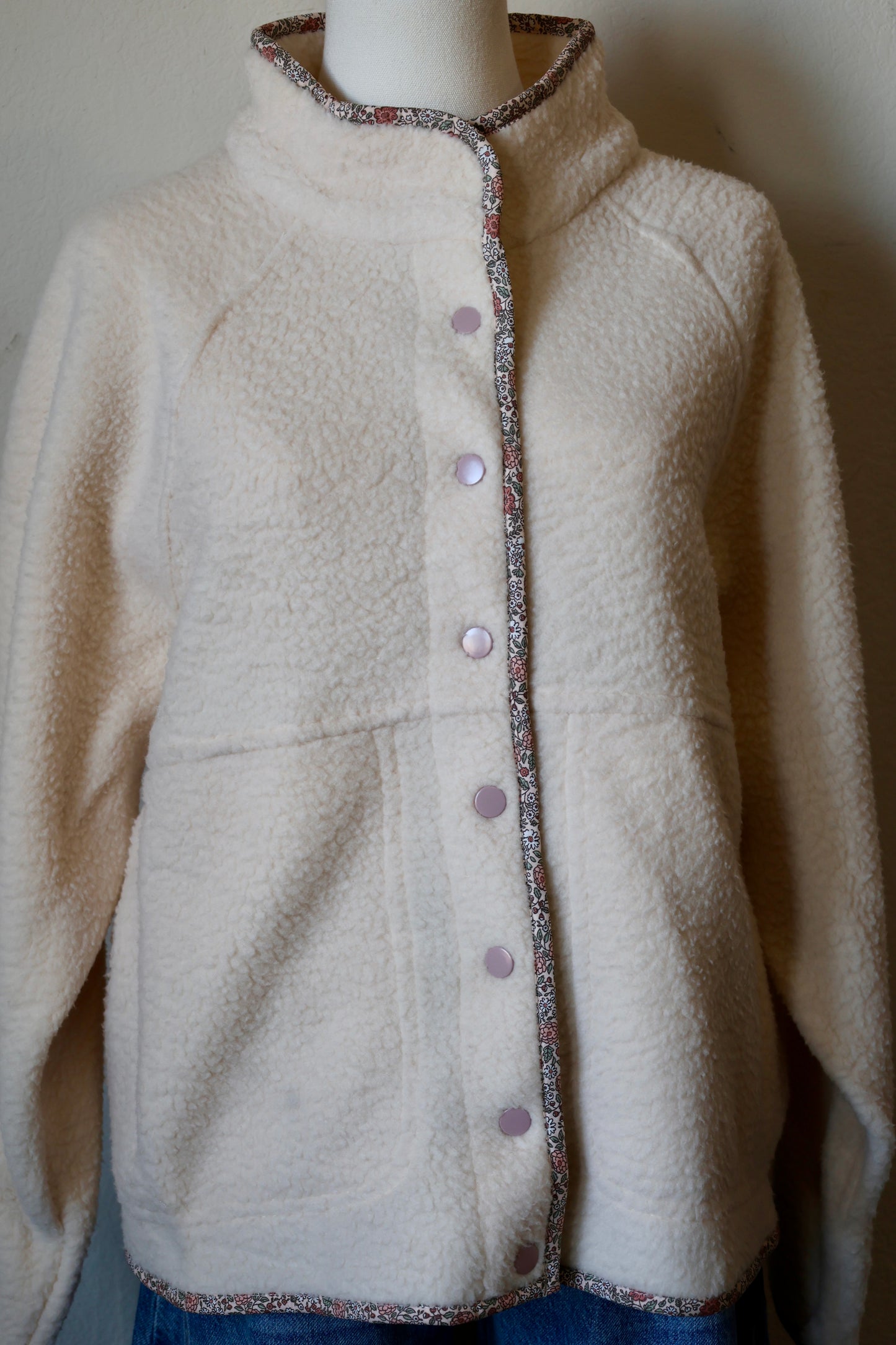 Buttermelon ivory/multi soft snap button lightweight jacket