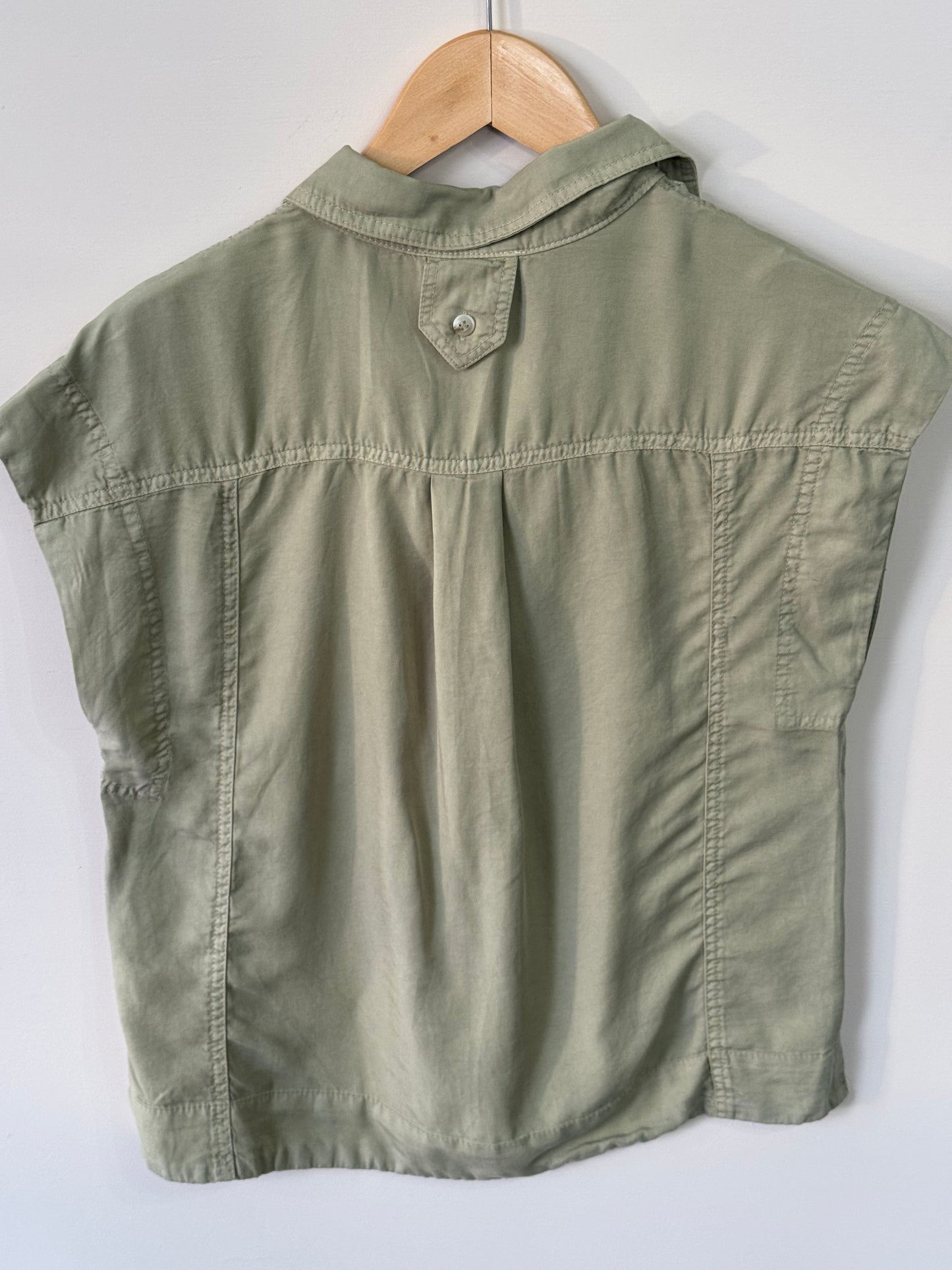 Love Tree - Olive Collared Sleeveless Button-up Top