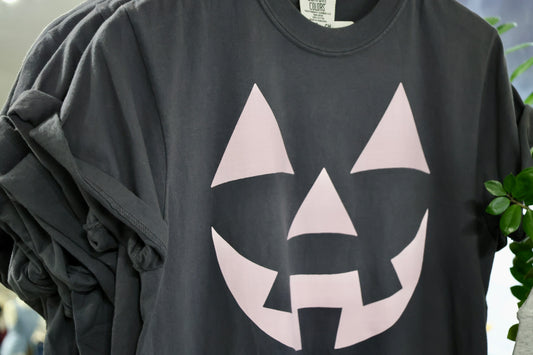 The Babe Co. - Pink Jack-O-Lantern Women's Halloween Graphic Tee