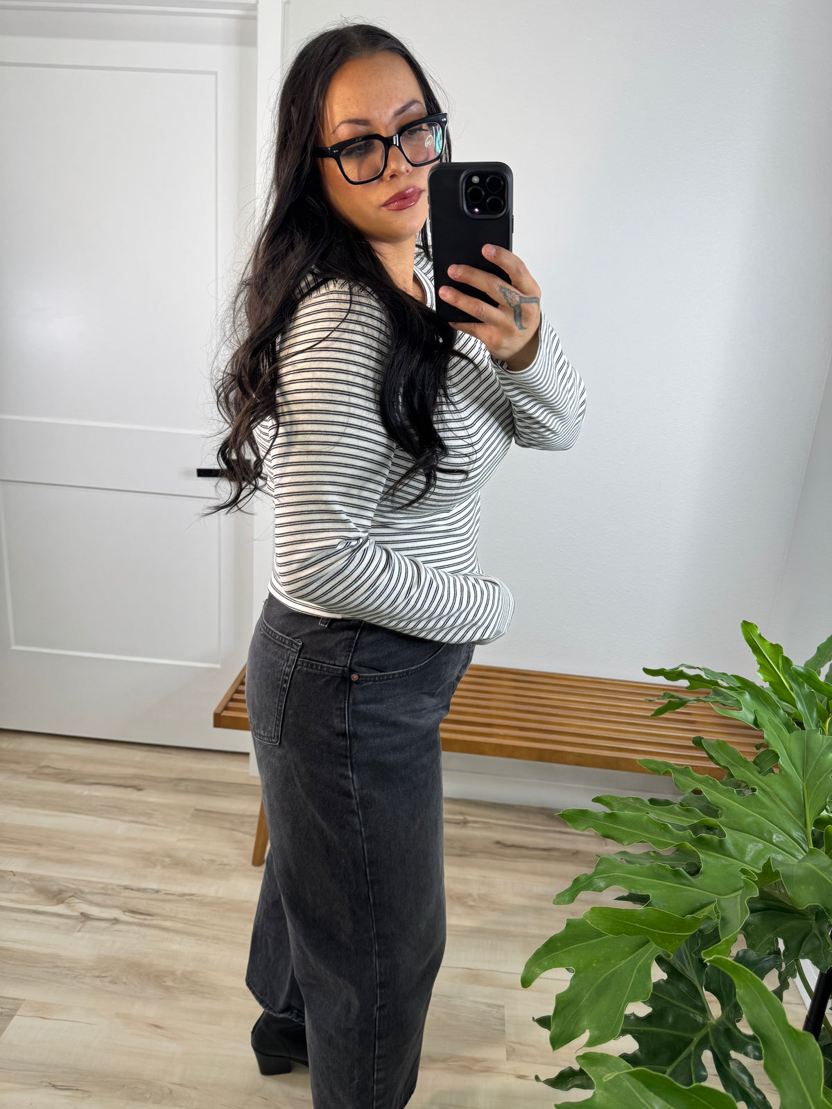 Make It Memorable stripe fitted long sleeve
