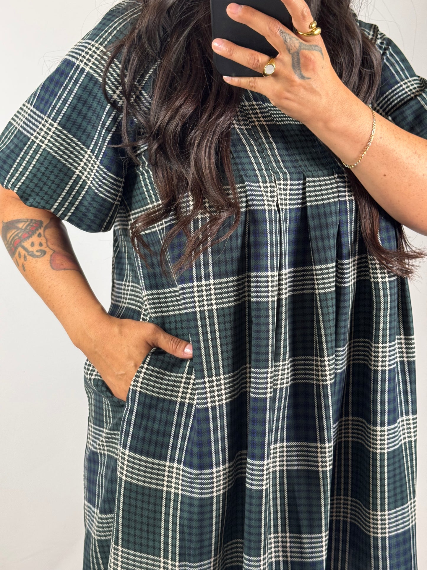 Aint That Somethin plaid puff sleeve mini dress