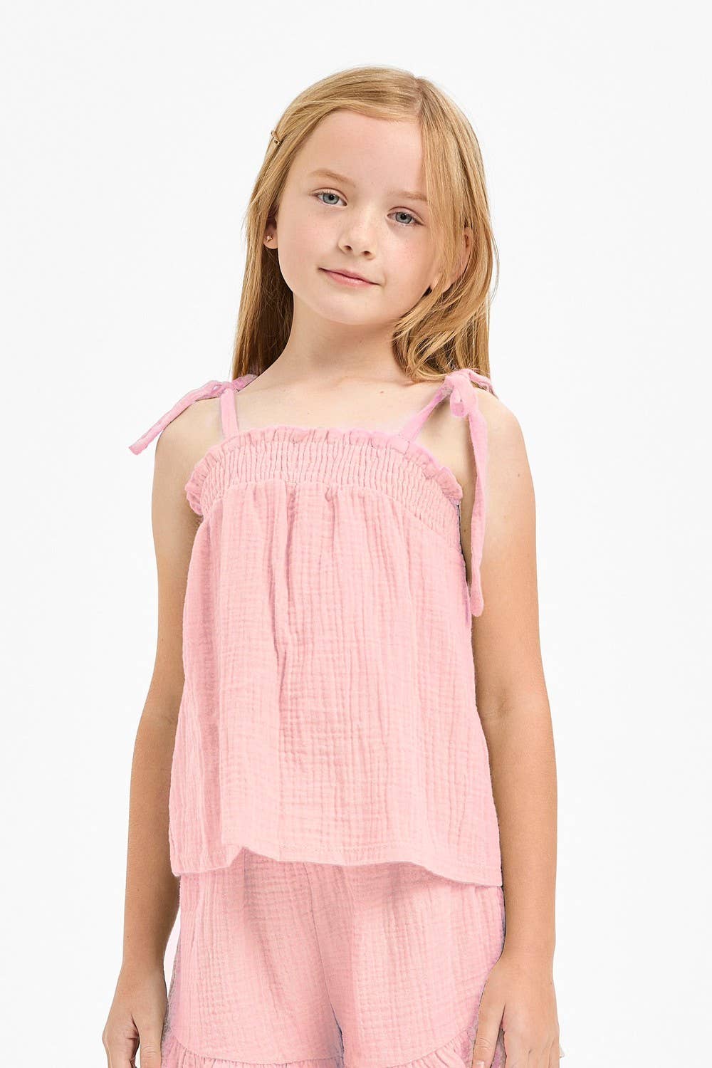 Good Girl - Cotton Gauze Shoulder Tie Cami Top