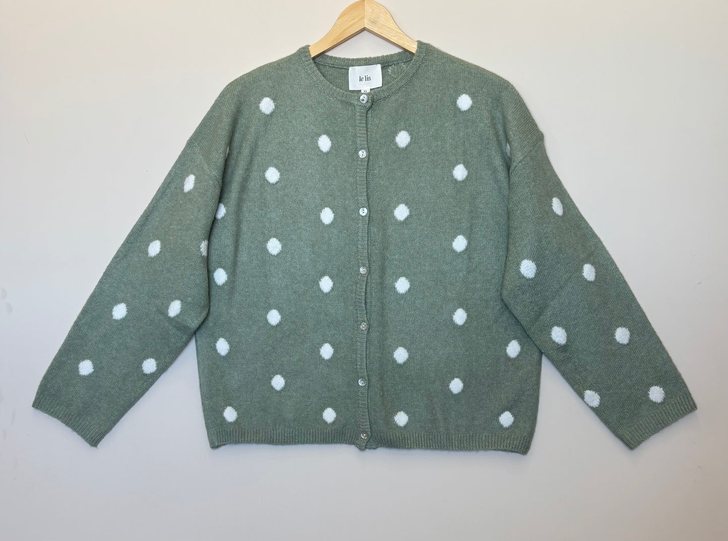 Le Lis - Soft Crewneck Polka Dot Cardigan