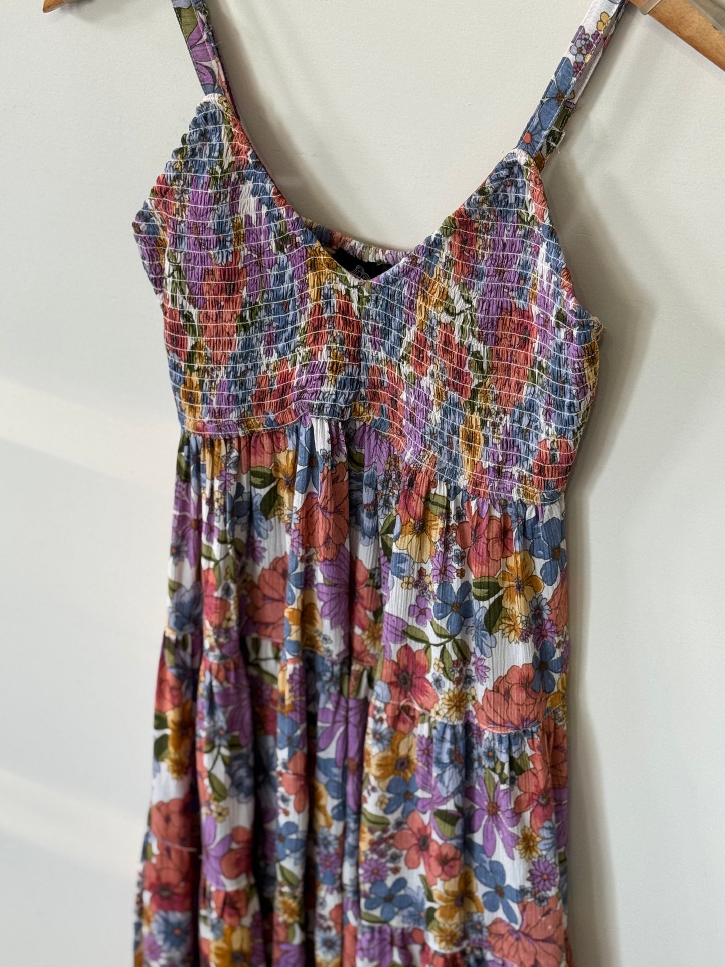 ANGIE - Multicolor V-neck Smocked Mini Dress