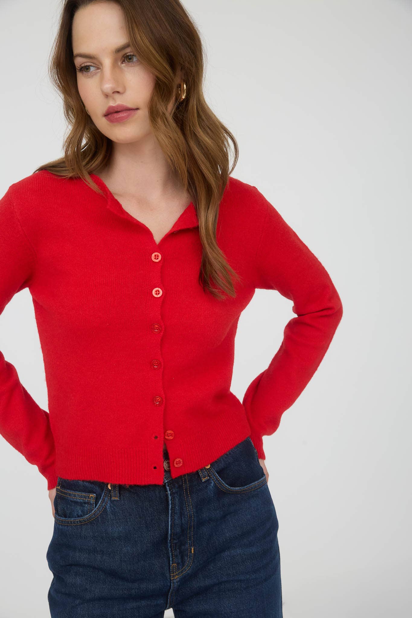 The Workshop Studio - ROUND NECK BUTTON DOWN LONG SLEEVE CARDIGAN