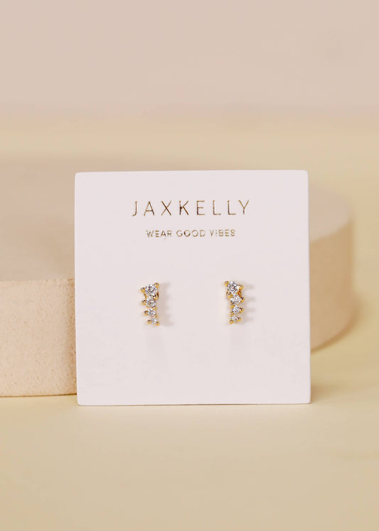 JaxKelly - Mini Crawler - White CZ - Gold Earrings
