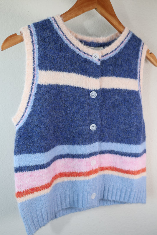 MULTI COLORED STRIPED SWEATER VEST TOP