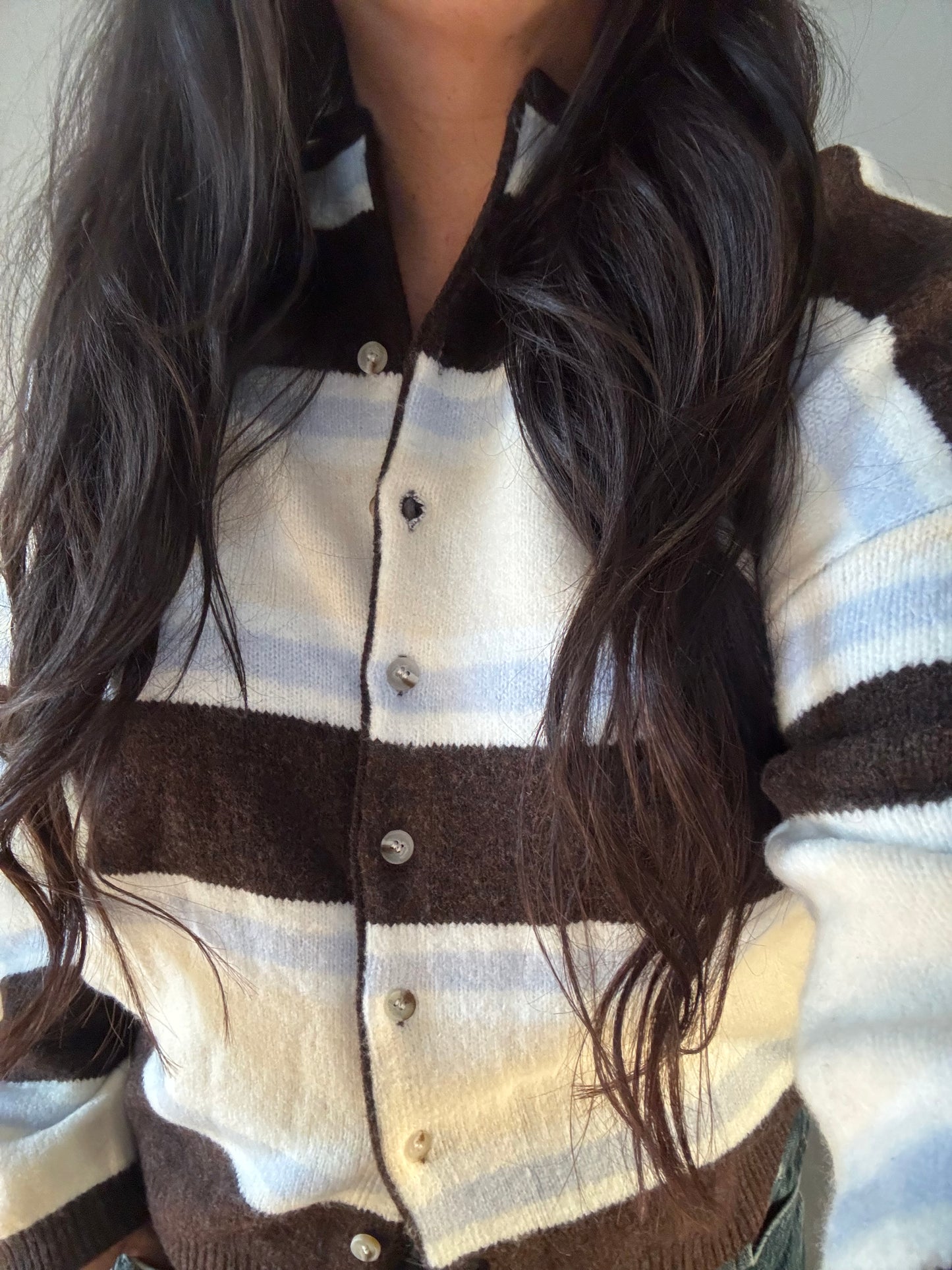 Tell Me A Story long sleeve round neck striped cardigan