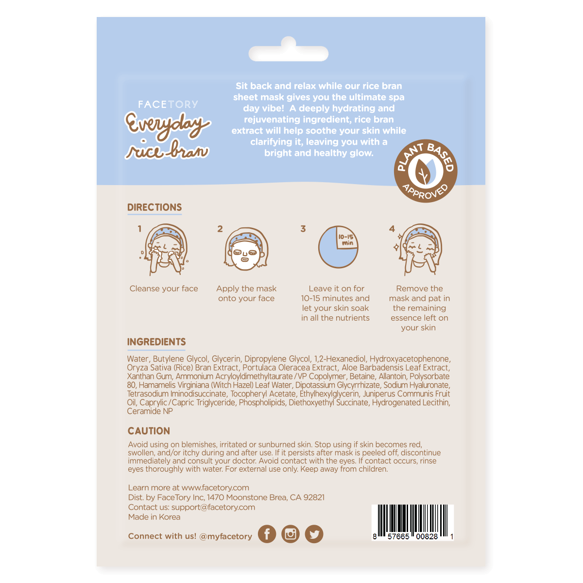 FaceTory - Face Mask - Korean Beauty - Soothing - Everyday - Rice Bran