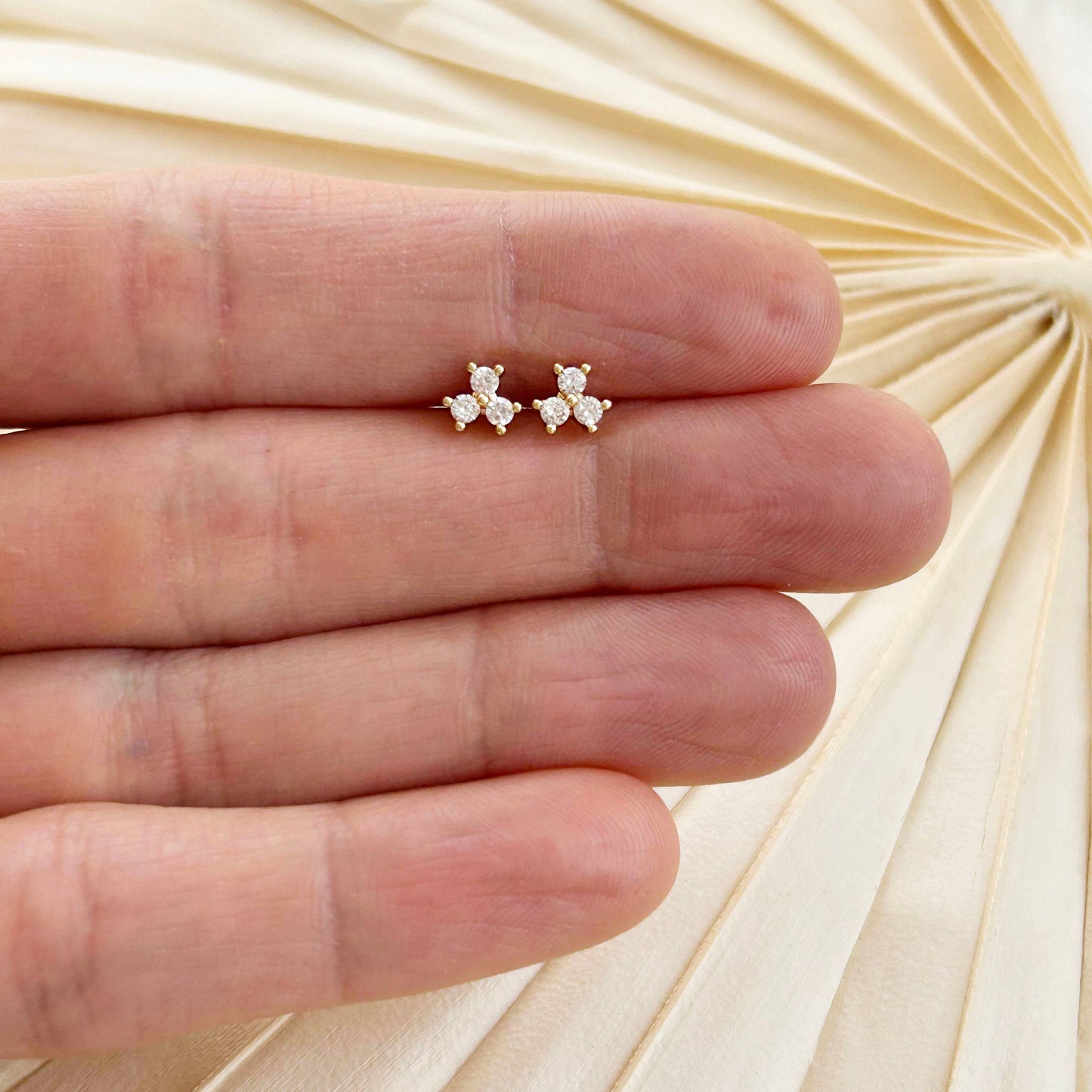 KARA | TOZER - Dainty CZ Trinity Studs