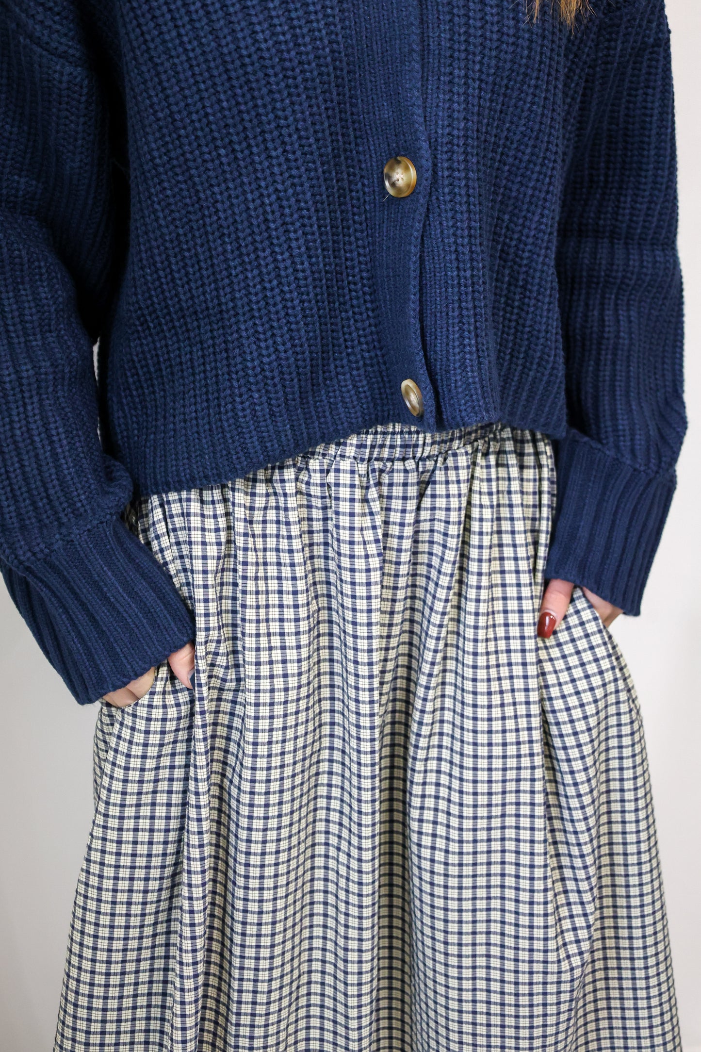 Buttermelon Navy pullover button front cardigan