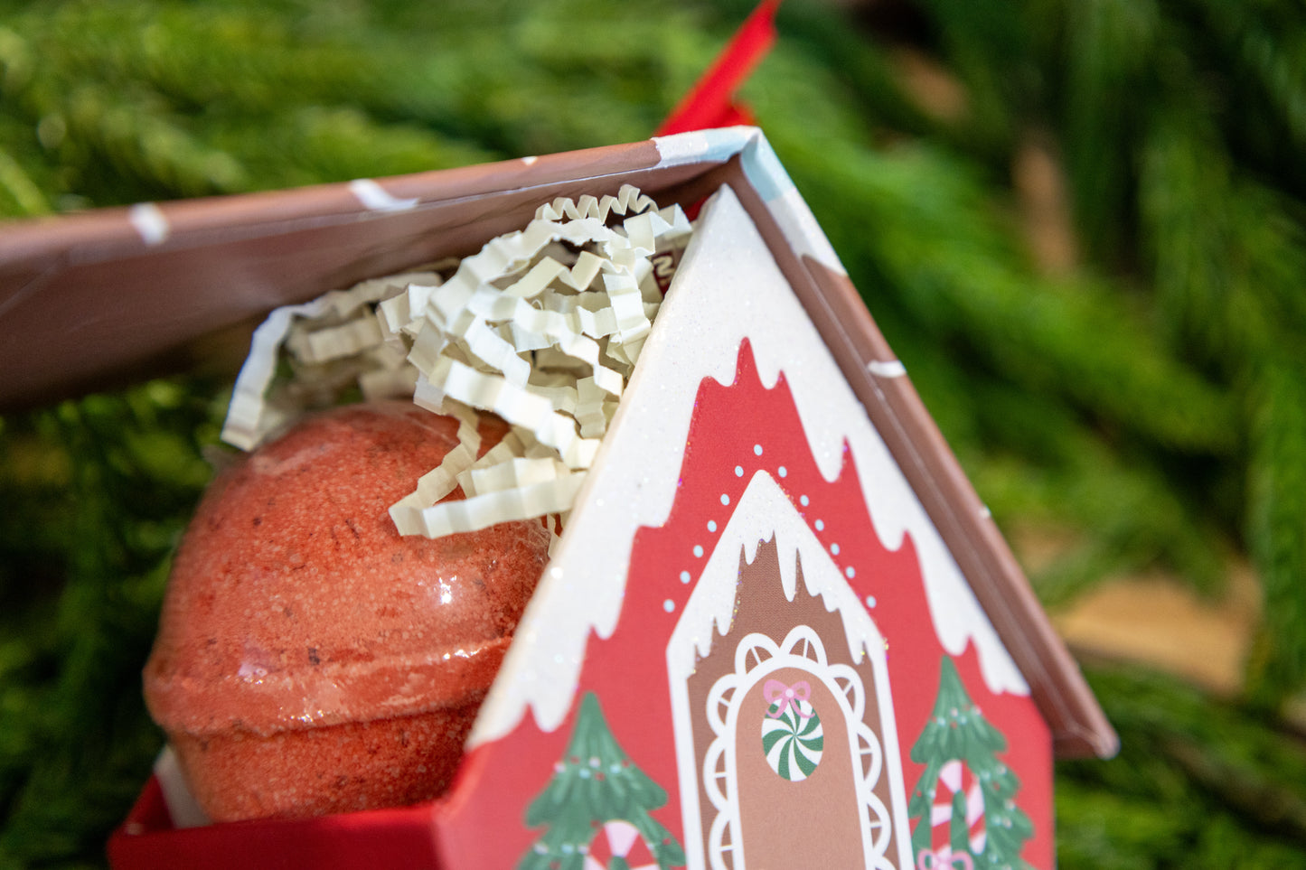 Cait + Co - Bath Bomb Christmas Ornament House - Red