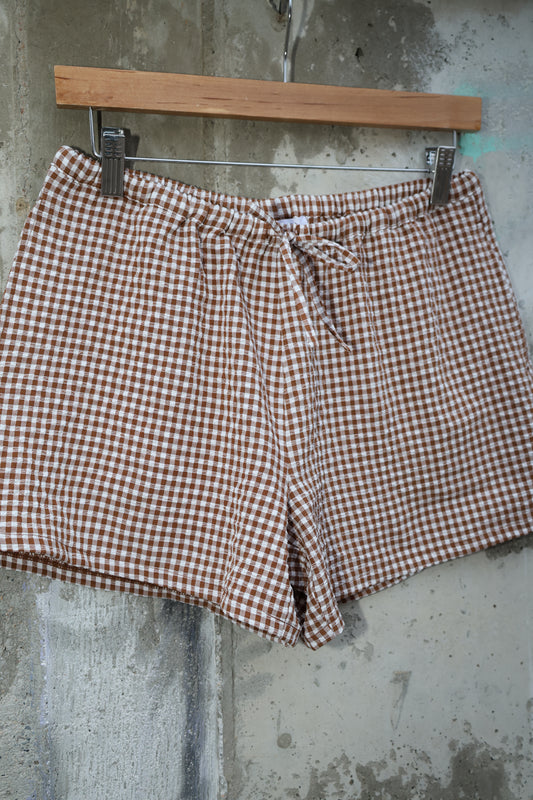 Hyfve - Brown Gingham Drawstring Shorts