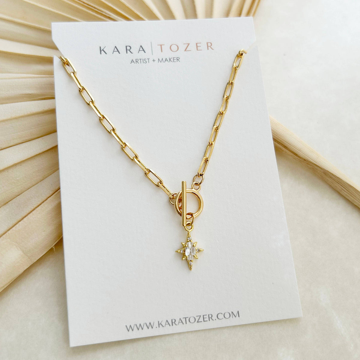 KARA | TOZER - Mini Gold Paperclip Star Necklace w/ Front Toggle Clasp