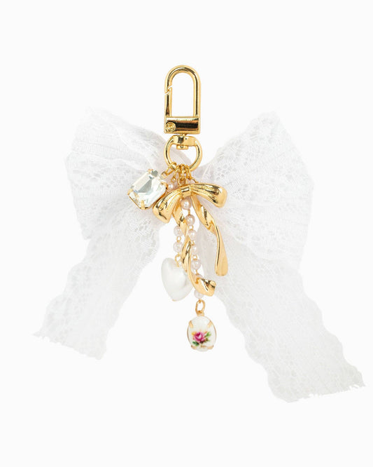 Sessori - Lace Bow Rose Heart Bag Charm