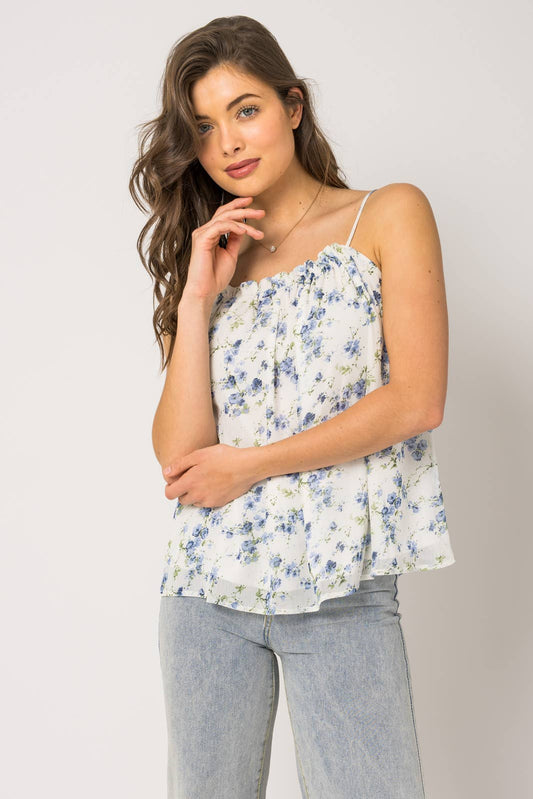 GILLI - PLEATED CAMI FLORAL TOP
