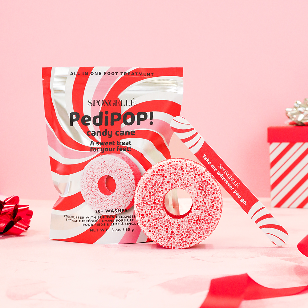 Spongellé | Christmas 2025 | Stocking Stuffers | Gifts - Candy Cane Holiday PediPOP Pedi Buffer & Nail File Christmas 2025