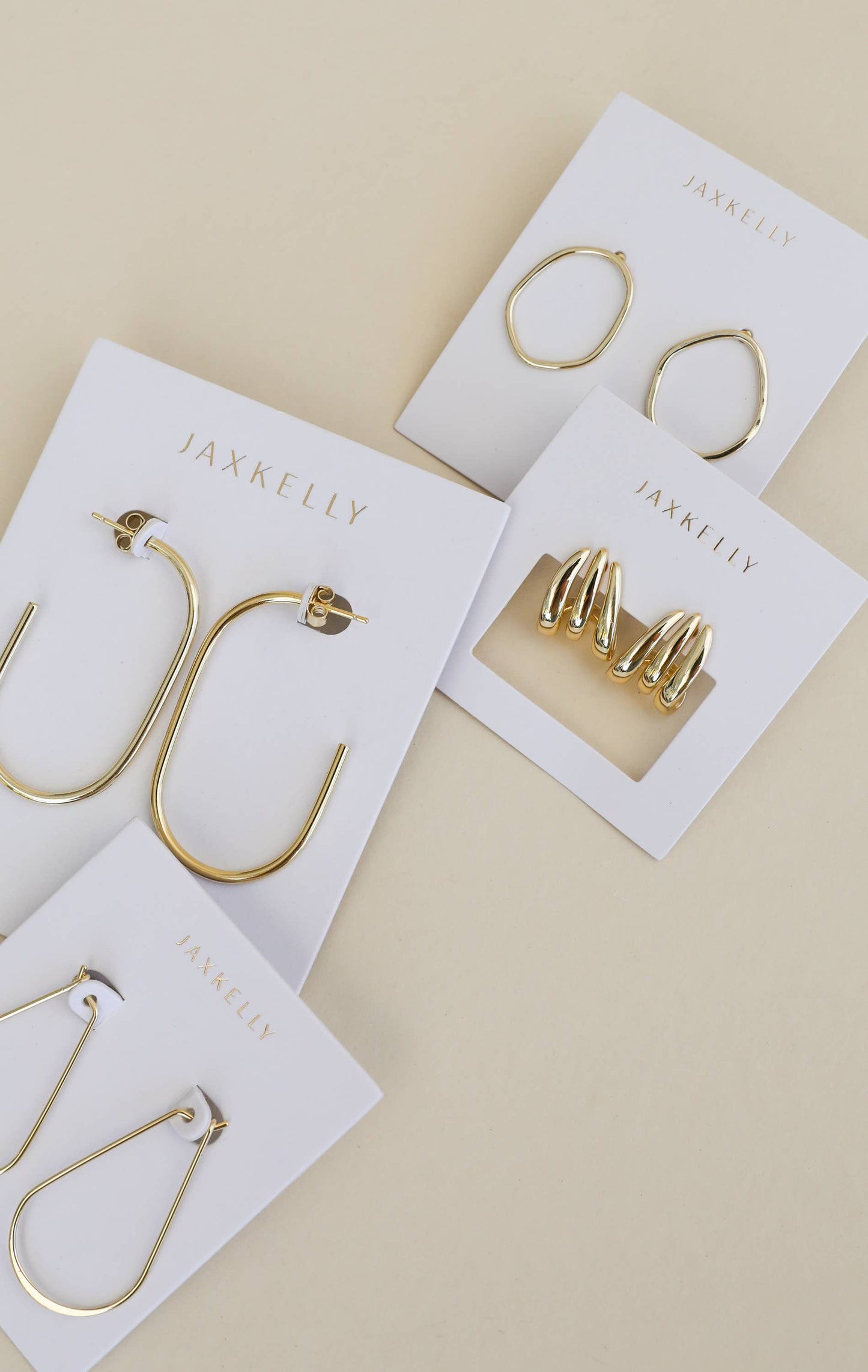 JaxKelly - Gold Three Hoop Huggie - Earring