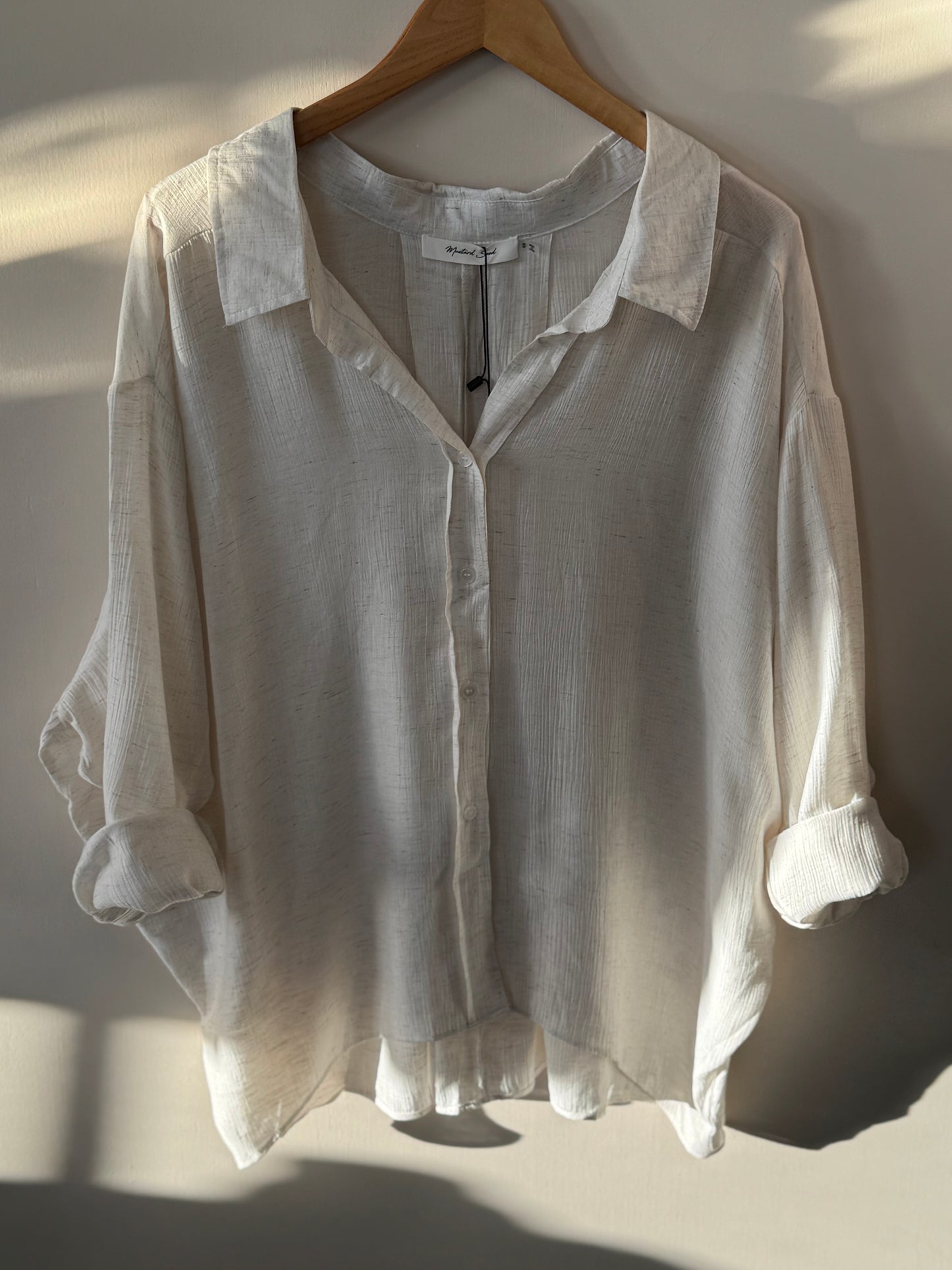 Mustard Seed - Crinkled Oversized Button-up Shirt