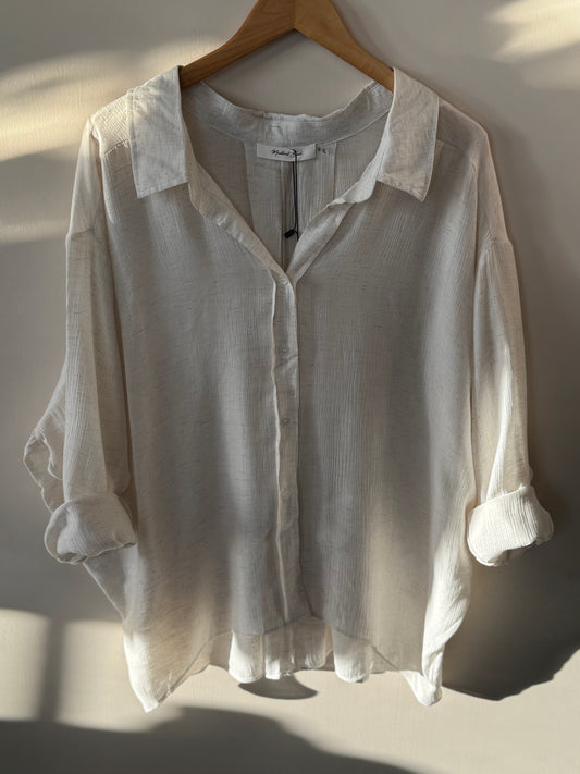 Mustard Seed - Crinkled Oversized Button-up Shirt