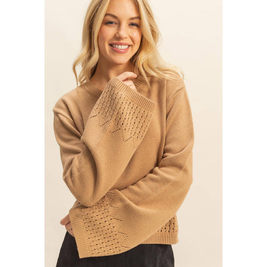 HYFVE - Unique Eyelet Detailed Long Sleeve Sweater