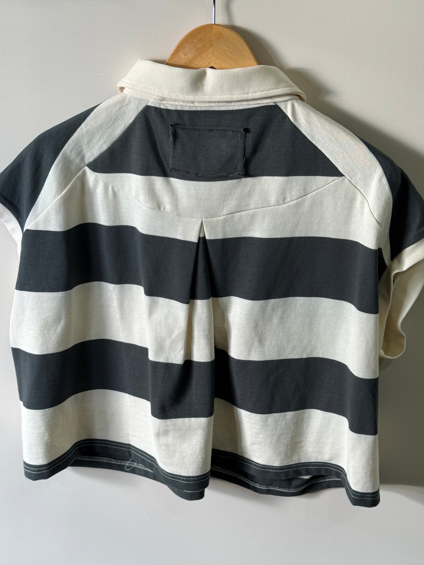 Miou Muse - Wide Striped Boxy green Polo Shirt
