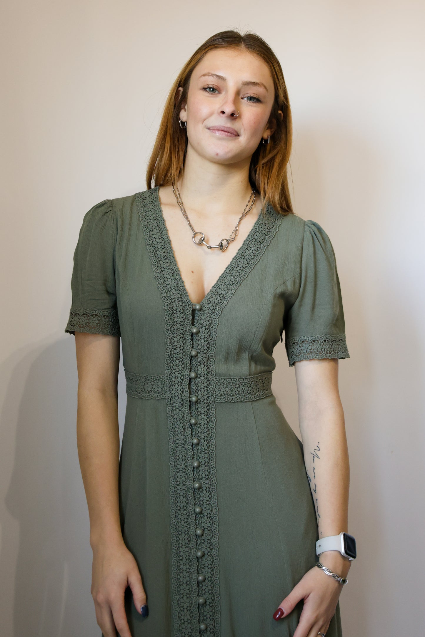 In Loom - LACE TRIM BUTTON DOWN MAXI DRESS