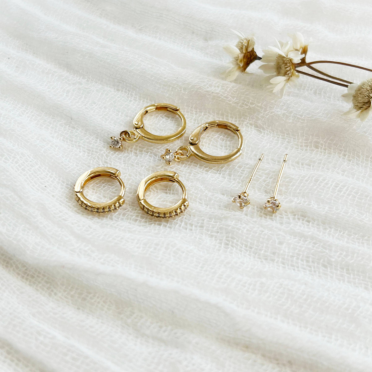 KARA | TOZER - Triple Hoop/Stud Stacking Set #1