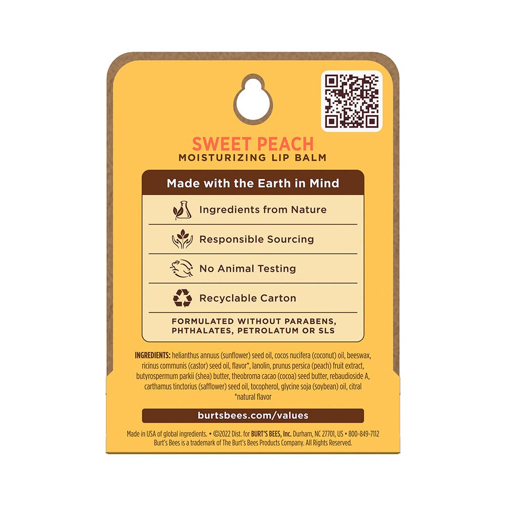 Burt's Bees - Sweet Peach Moisturizing Lip Balm With Beeswax
