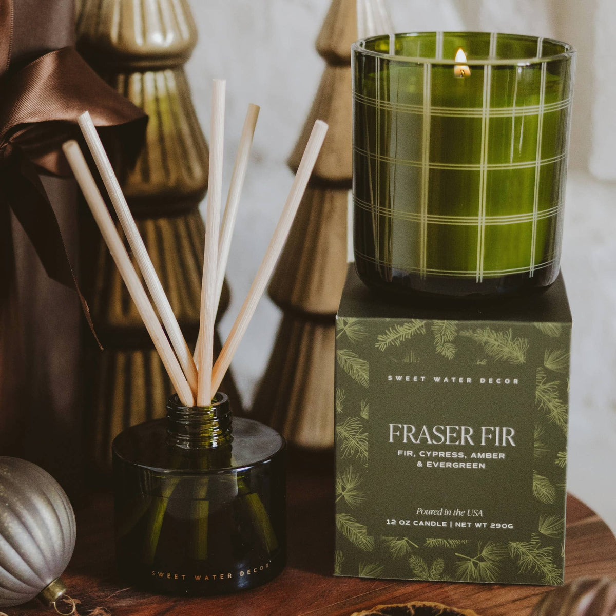 Sweet Water Decor - *NEW* Fraser Fir 12 oz Boxed Soy Candle - Christmas Decor