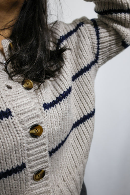 Dress Forum Navy stripe knit cardigan