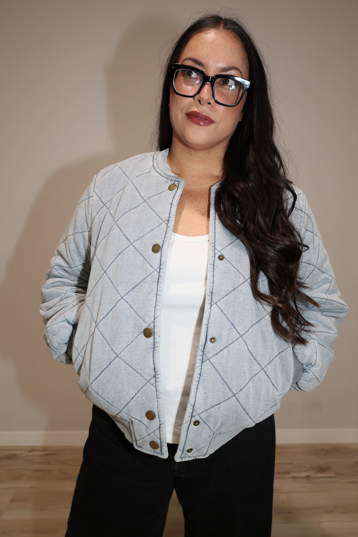 First Snow knit quilted bomber jacket