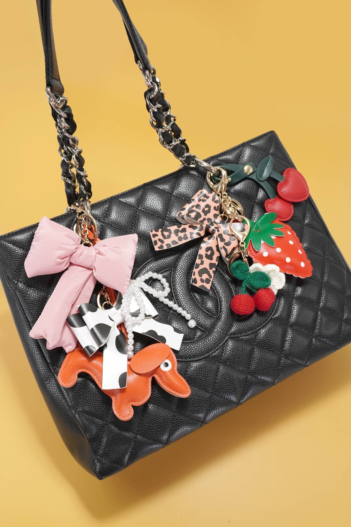 JOSSLYN by wall to wall  VEGAN LEATHER CHERRY BAG CHARM KEYCHAIN