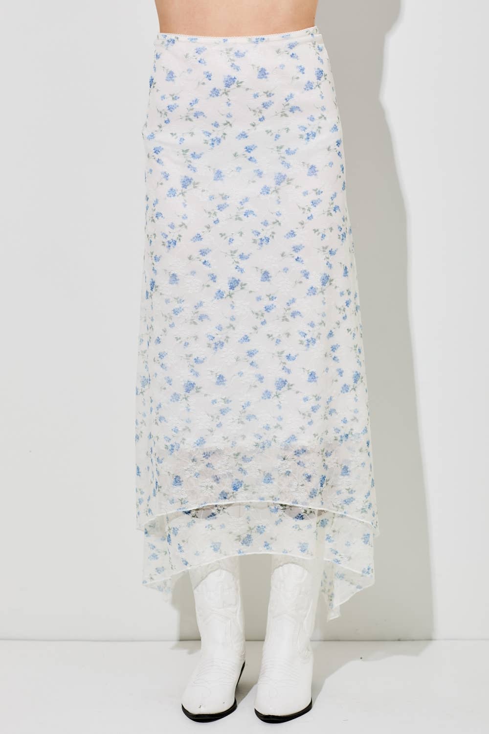 Baevely by Wellmade USA - PRINTED FLORAL MIDI SKIRT