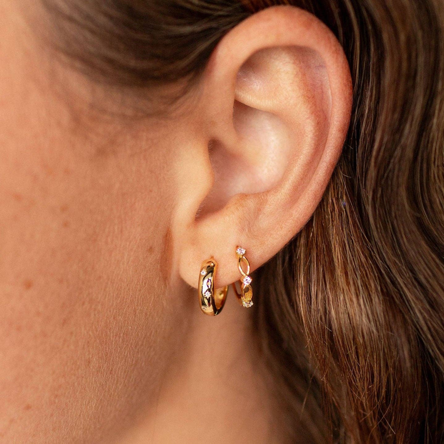 Mauve Jewelry Co. - Charli Diamond & Gold Polka Dot Hoops
