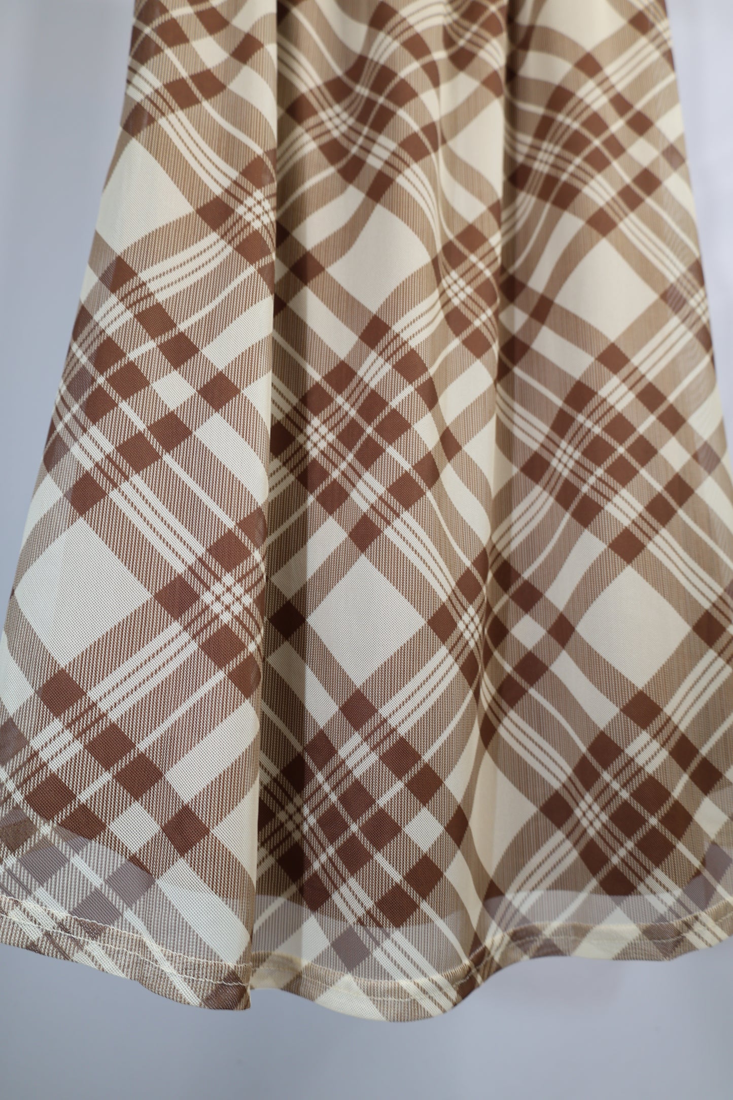 Wishlist - Brown/Multi Plaid Meshed Midi Skirt