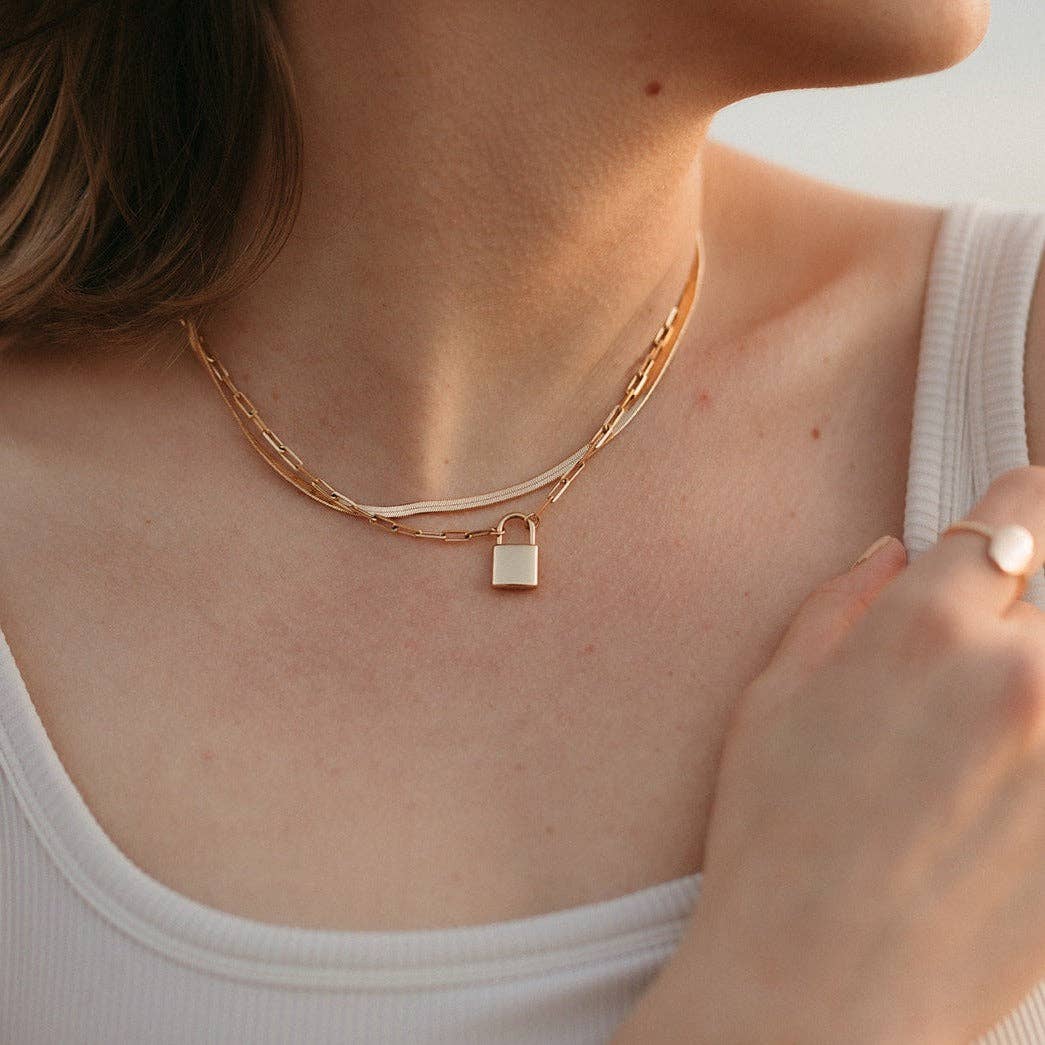 With You Always Gold Filled Lock Necklace