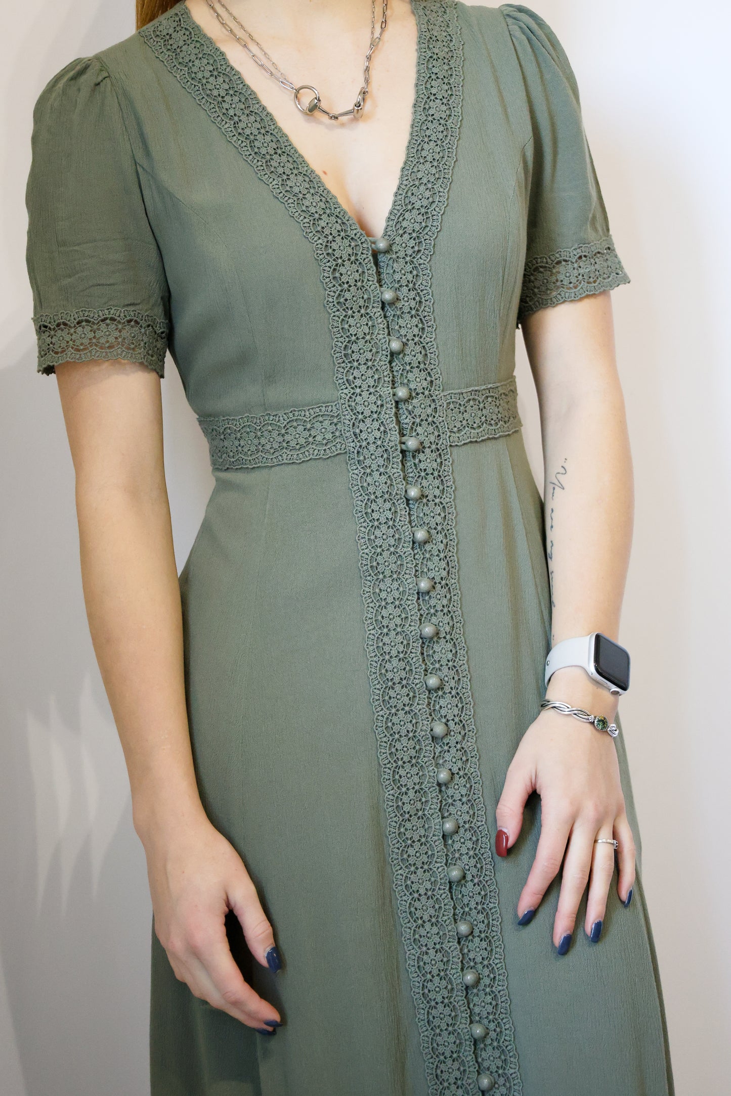 In Loom - LACE TRIM BUTTON DOWN MAXI DRESS