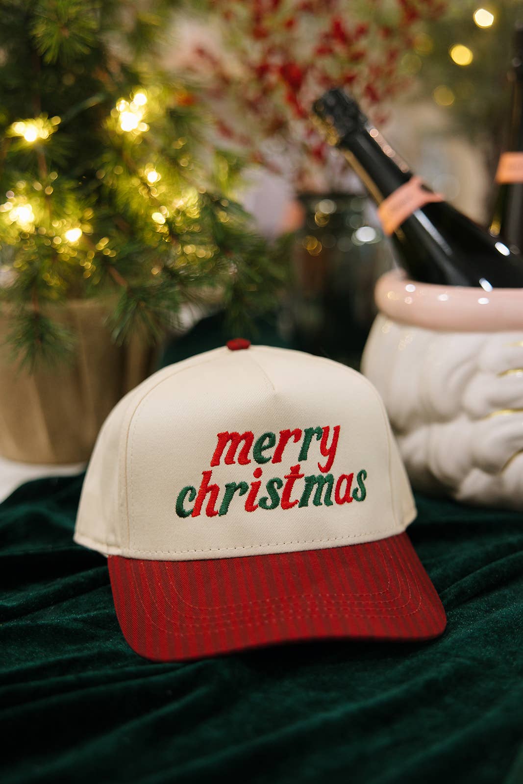 Ruby Moon - Merry Christmas Red Striped Hat - Christmas Hat