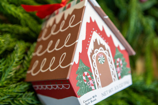 Cait + Co - Bath Bomb Christmas Ornament House - Red