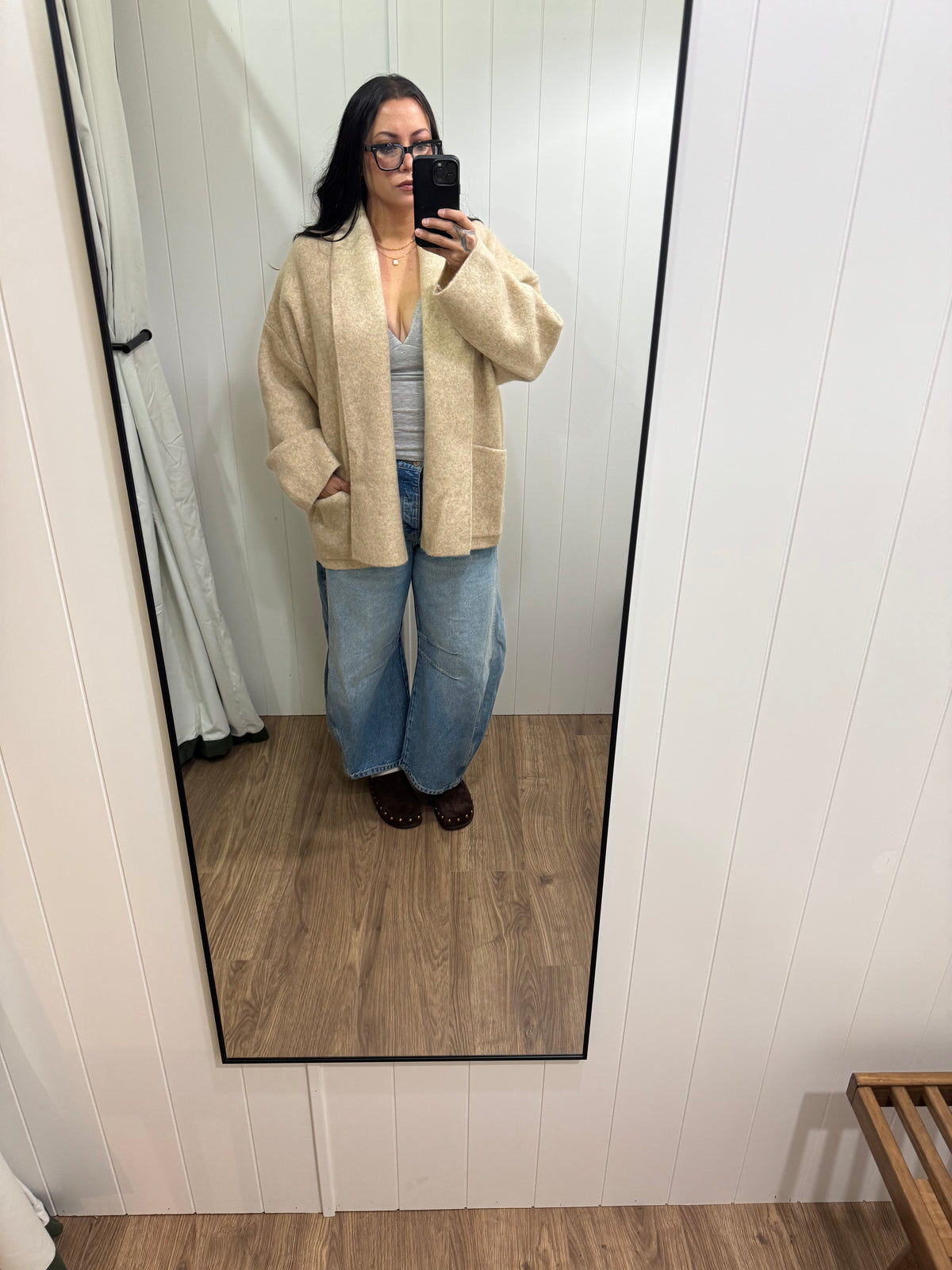 Come A Little Closer soft oversized open front cardigan