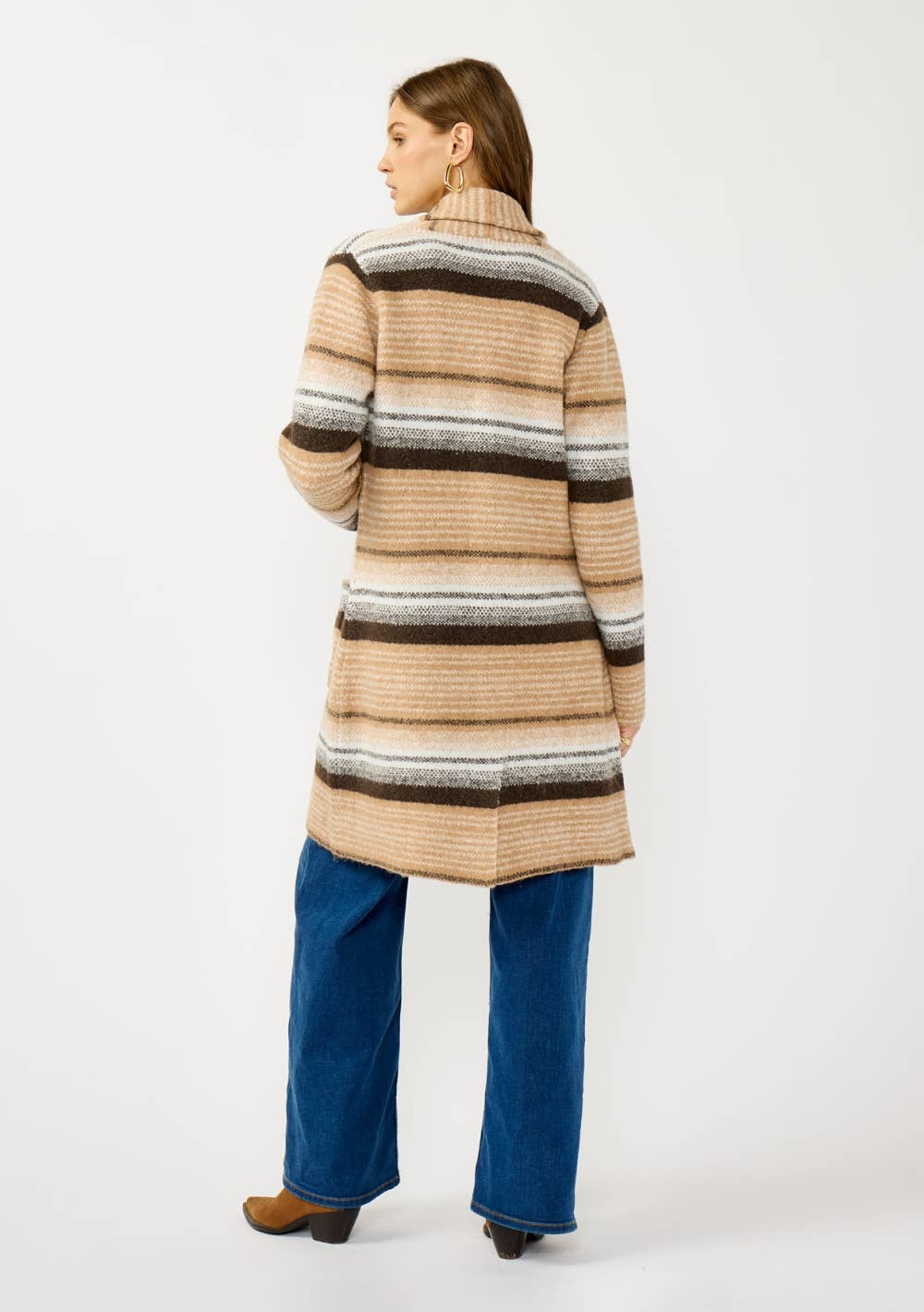 Lovestitch - Striped Coatigan with Pockets