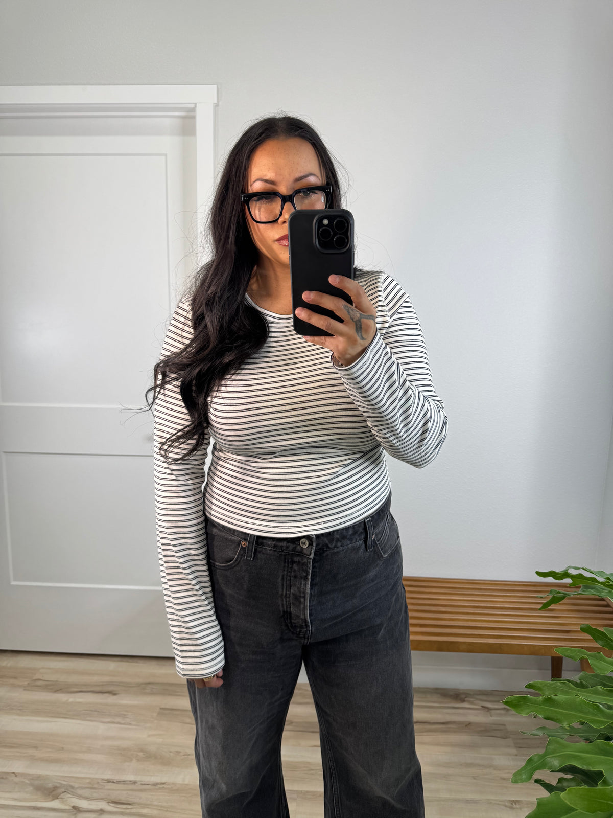 Make It Memorable stripe fitted long sleeve