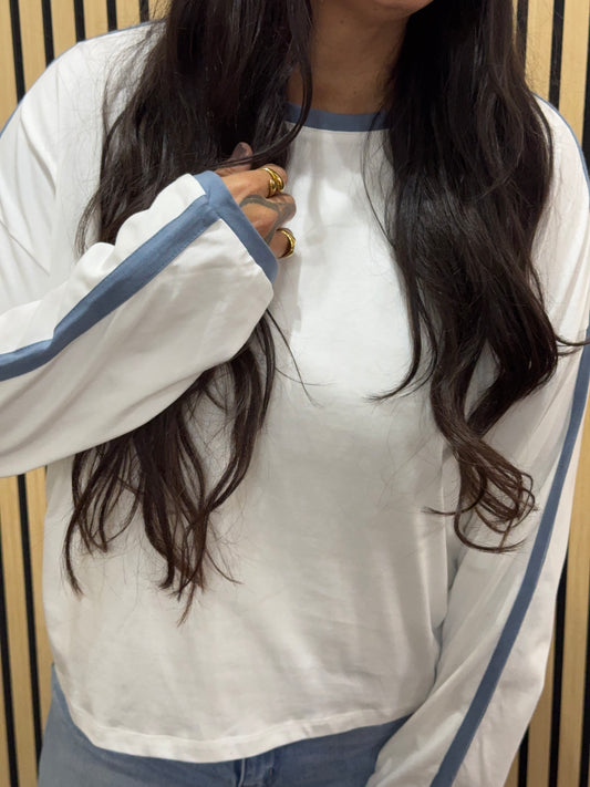 Catch Ya Later contrast trim long sleeve top