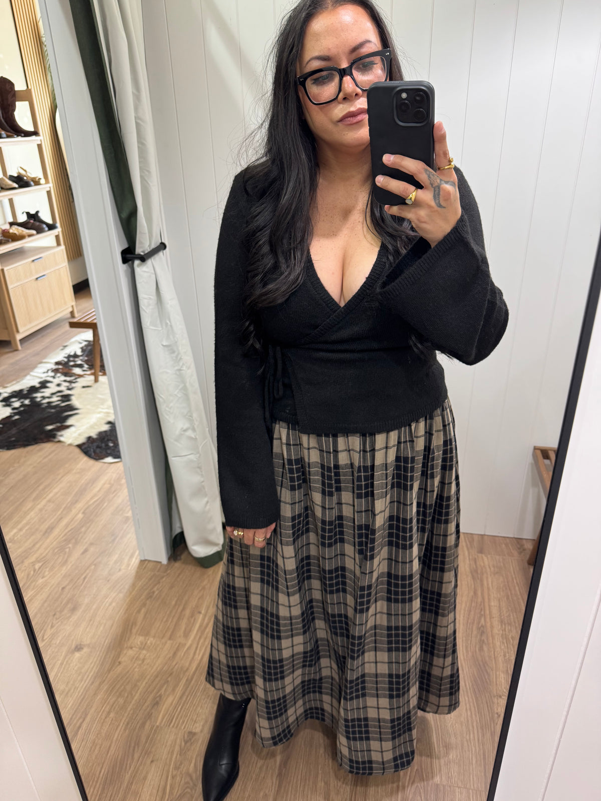 Show Me A Good Time plaid A-line maxi skirt