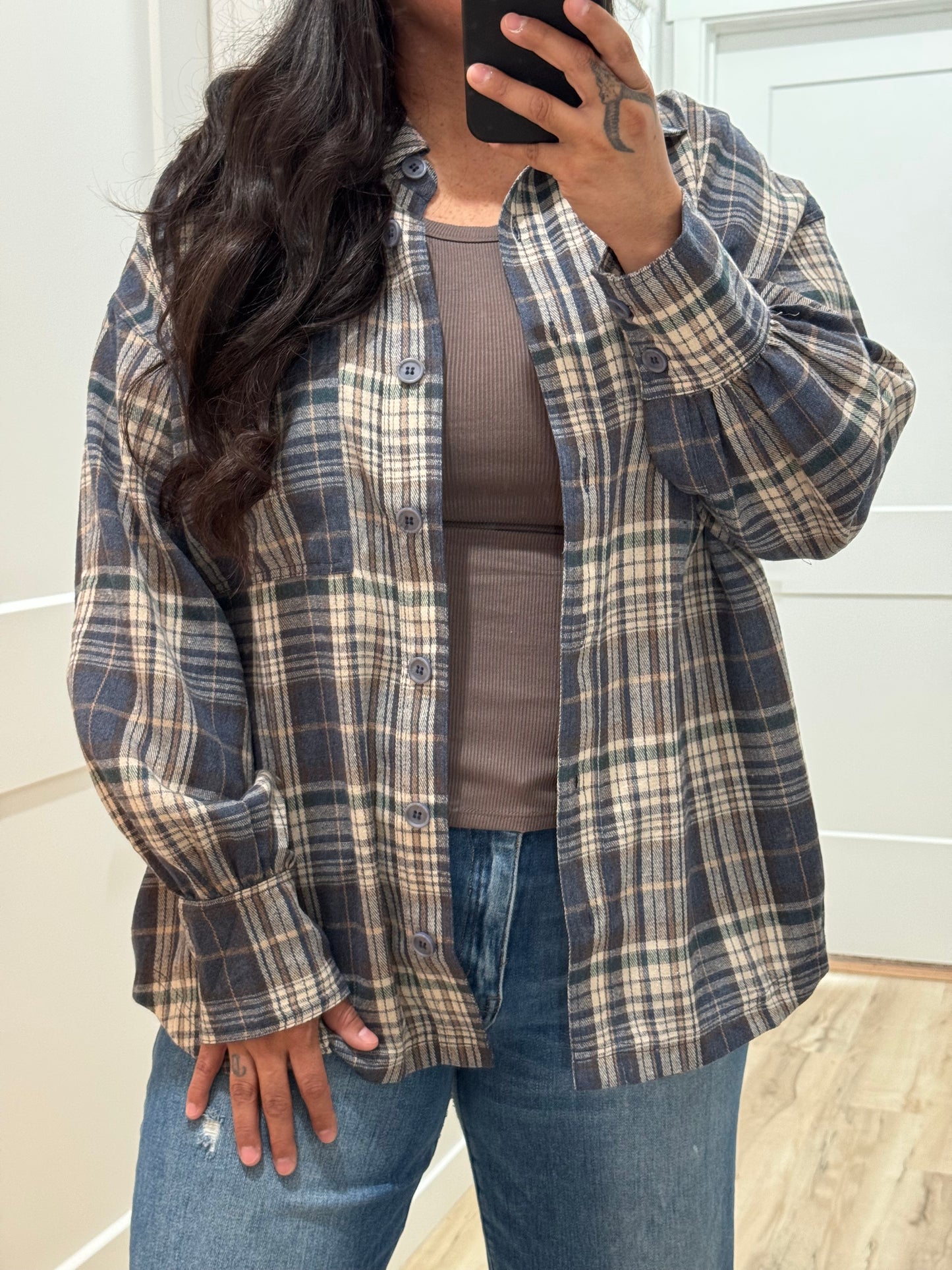 Mustard Seed - Brushed Plaid Oversized Layering Flannel